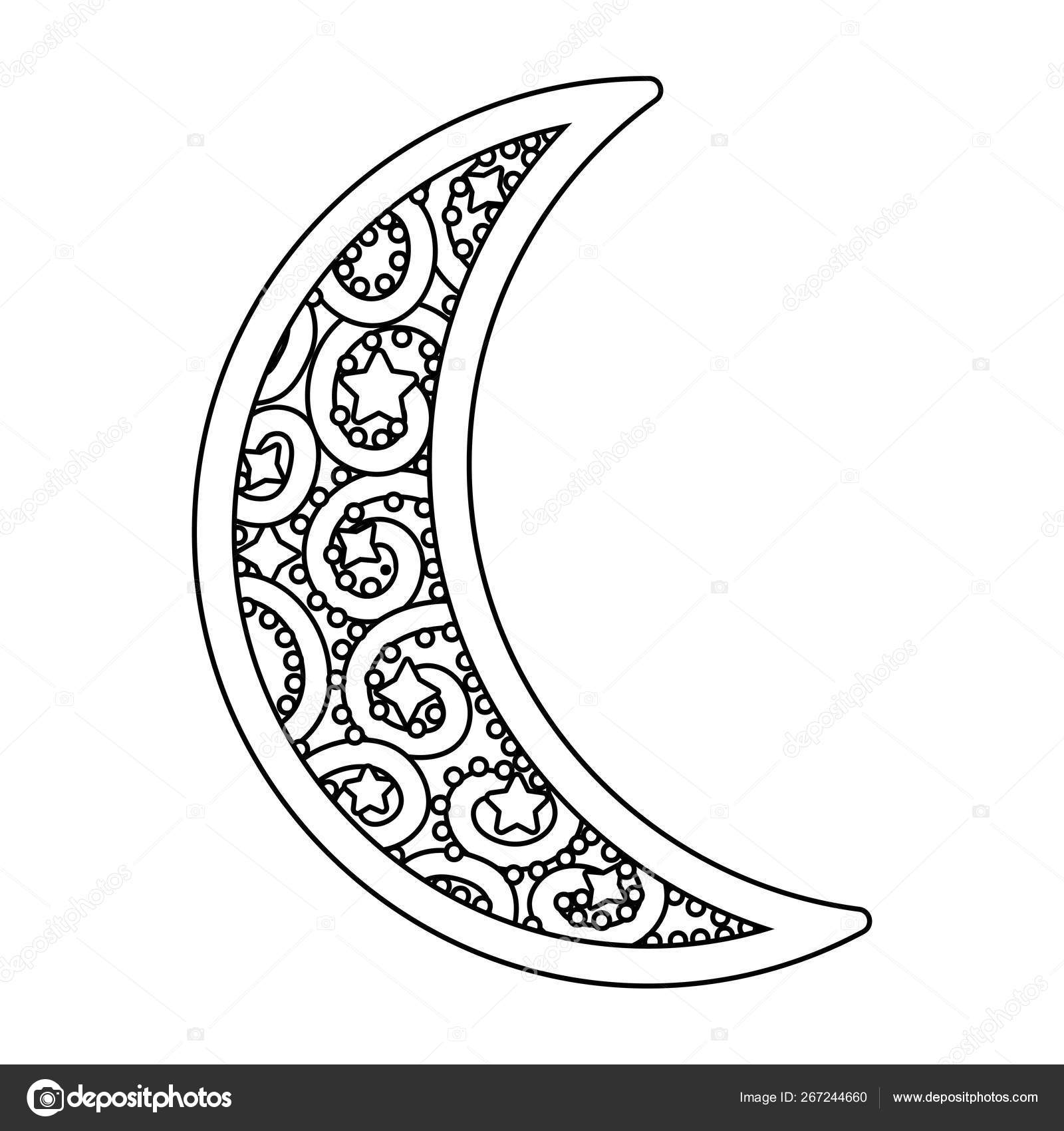 Declin Lune Icone Dessin Anime Isole Noir Blanc Vecteur Illustration Image Vectorielle Stockgiu C 267244660