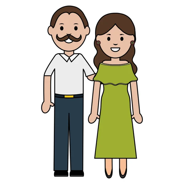 Traditional Mexicans Couple Characters Vector Illustration Design — Stock Vector