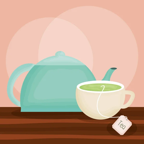 Delicious Tea Cup Drink Vector Illustration Design — Stock Vector