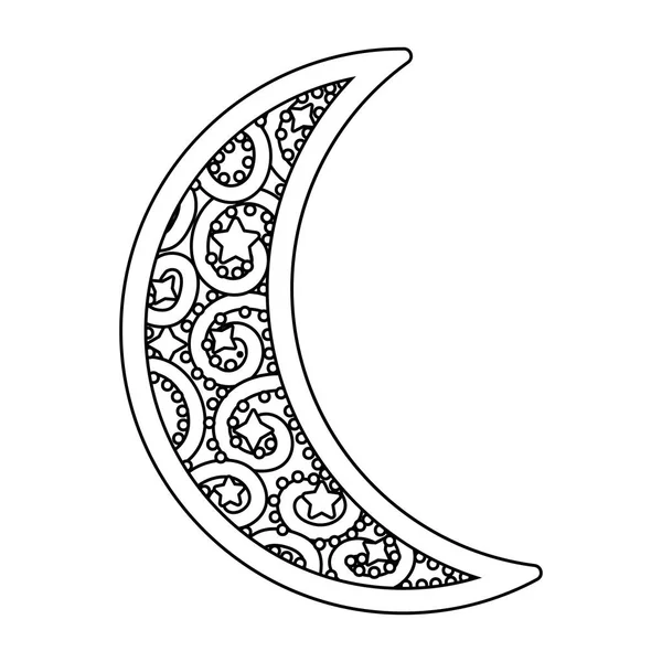 Waning Moon Icon Cartoon Isolated Black White Vector Illustration Graphic — Stock Vector