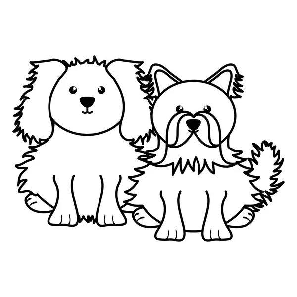 Mignon Petits Chiens Animaux Personnages Vectoriel Illustration Conception — Image vectorielle