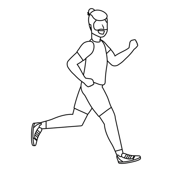 Fitness Deporte Tren Hombre Corriendo Dibujos Animados Vector Ilustración Diseño — Vector de stock