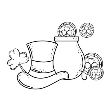 sevimli Leprikon şapka ile yonca paralar vektör illüstrasyon tasarım