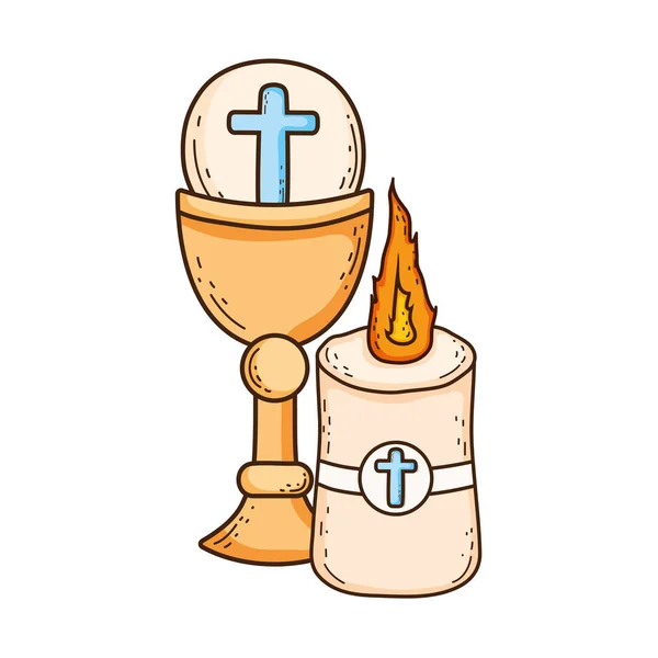 Heiliger Kelch Religiös Mit Kerzenvektor Illustration Design — Stockvektor