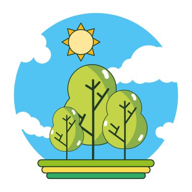 doğa ağaçlar karikatür vektör çizim grafik tasarım