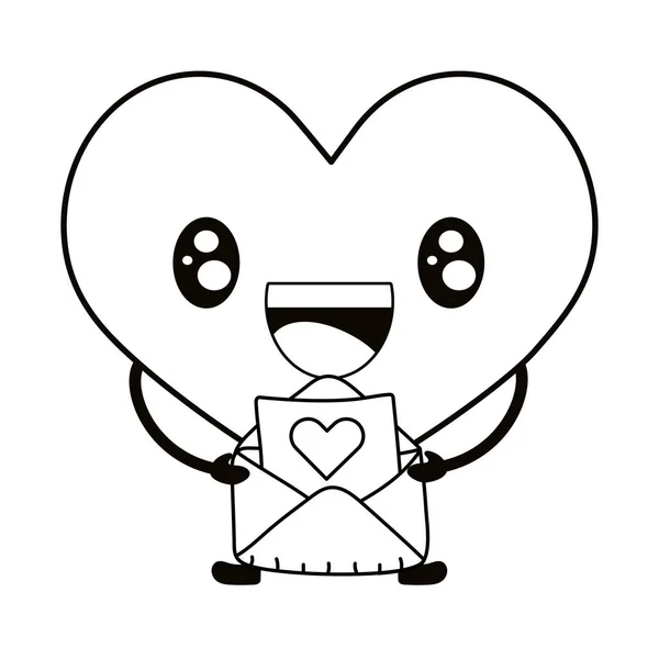 爱的心与情人节信封卡通矢量插图平面设计 — 图库矢量图片