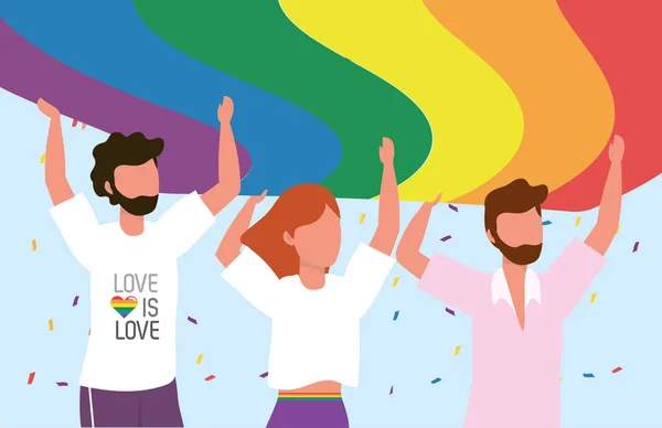 Comunità Lgbt Insieme Alla Libertà Orgogliosa Illustrazione Vettoriale — Vettoriale Stock