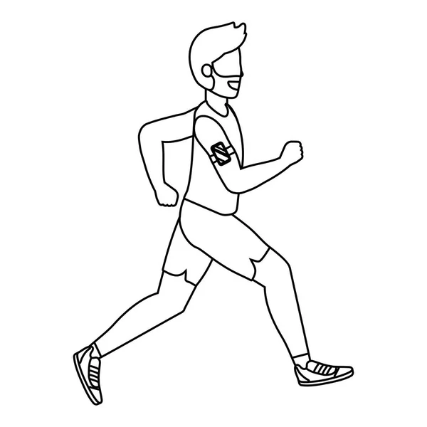Fitness Sport Train Homme Course Dessin Animé Vecteur Illustration Graphisme — Image vectorielle