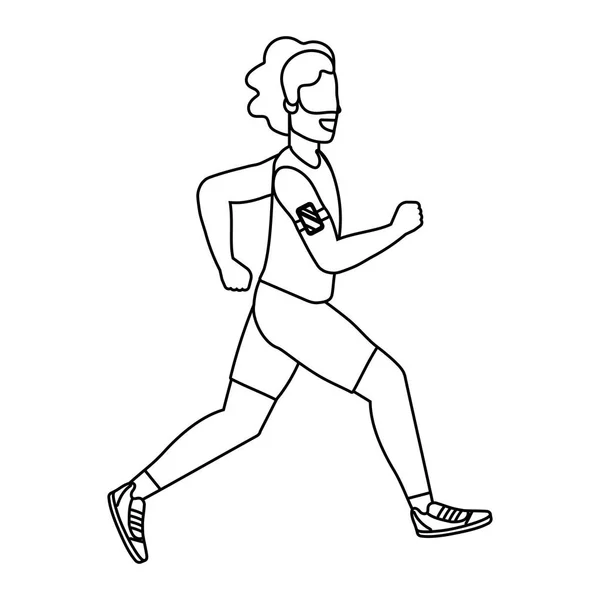 Fitness Deporte Tren Hombre Corriendo Dibujos Animados Vector Ilustración Diseño — Archivo Imágenes Vectoriales