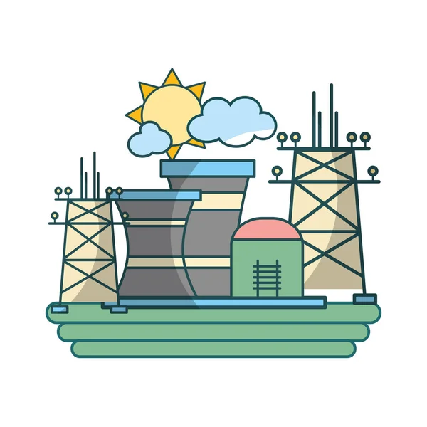Zielona Energia Przemysłu Kreskówka Wektor Ilustracja Projekt Graficzny — Wektor stockowy