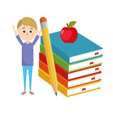 İlköğretim Okulu öğrenci çocuk çizgi film vektör çizim grafik tasarım