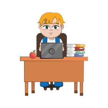 İlköğretim Okulu öğrenci çocuk vücut karikatür vektör çizim grafik tasarım