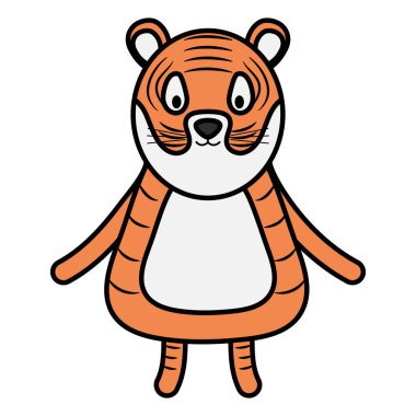 sevimli kaplan çocuksu karakter vektör illüstrasyon tasarımı