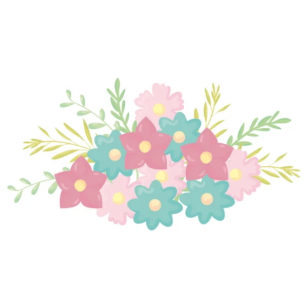 Flowers Leafs Decoration Vector Illustration Design — Stock Vector