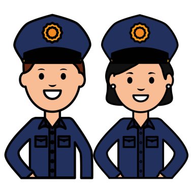 karakter illüstrasyon polis resim tasarlamak vektör çift