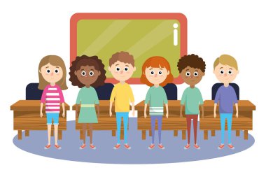 ilköğretim okulu öğrencileri çocuk çizgi film vektör çizim grafik tasarım