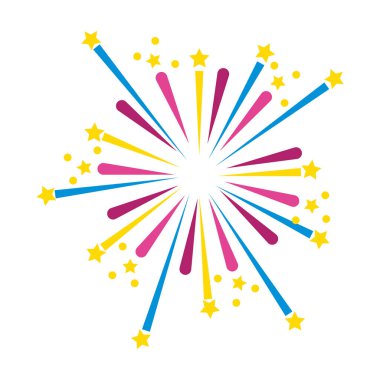 parlak havai fişek karikatür vektör çizim grafik tasarım