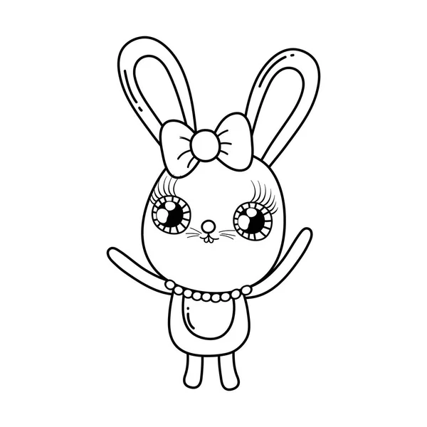 Niedlichen Kaninchen Mädchen Valentinstag Vektor Illustration Design — Stockvektor