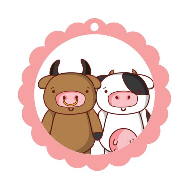 sevimli hayvan çift çizgi film vektör çizim grafik tasarım