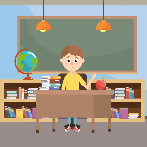 Basisschool Student Jongen Cartoon Vector Illustratie Grafisch Ontwerp — Stockvector