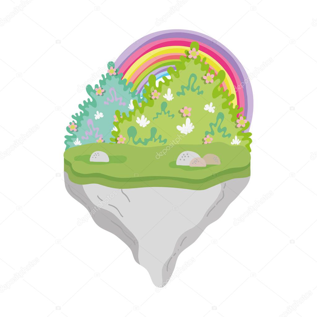 cute fairytale landscape scene vector illustration design