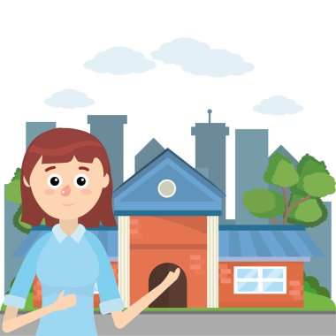 İlköğretim Okulu öğretmen karikatür vektör çizim grafik tasarım