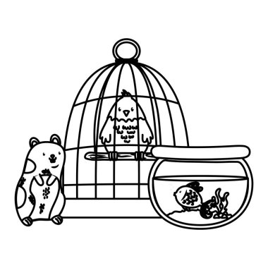 aksesuarları karikatür vektör illüstrasyon grafik tasarım ile sevimli komik evcil hayvan