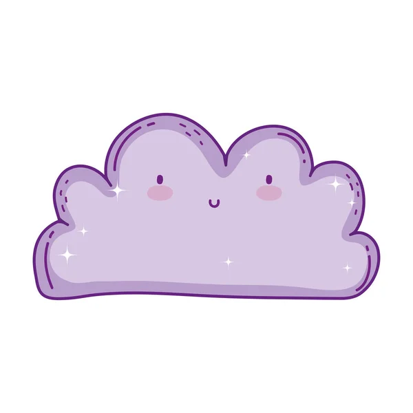 Roztomilý Cloud Kawaii Postav Vektorové Ilustrace — Stockový vektor