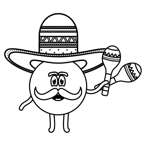 Mexikanisches Emoji Mit Hut Charakter Vektor Illustration Design — Stockvektor
