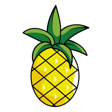 lezzetli ananas karikatür vektör çizim grafik tasarım