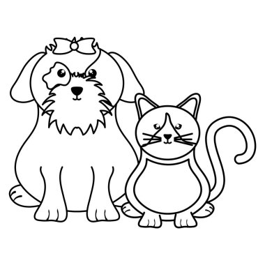 sevimli küçük kedi ve köpek Maskotlar vektör tasarım