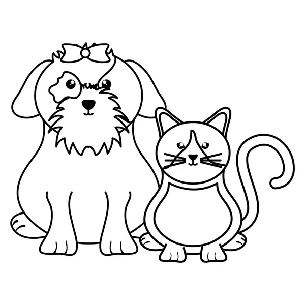 可愛い猫と犬のマスコットベクトルイラストデザイン — ストックベクタ