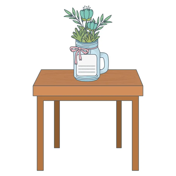 花卉性质花卉玻璃植物盆在木表卡通矢量插图图形设计 — 图库矢量图片