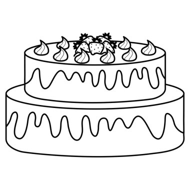 çilek vektör illüstrasyon tasarım ile lezzetli tatlı kek