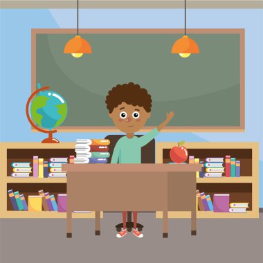 İlköğretim Okulu öğrenci çocuk çizgi film vektör çizim grafik tasarım