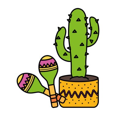 maracas vektör illüstrasyon tasarımı ile meksika cactu bitki