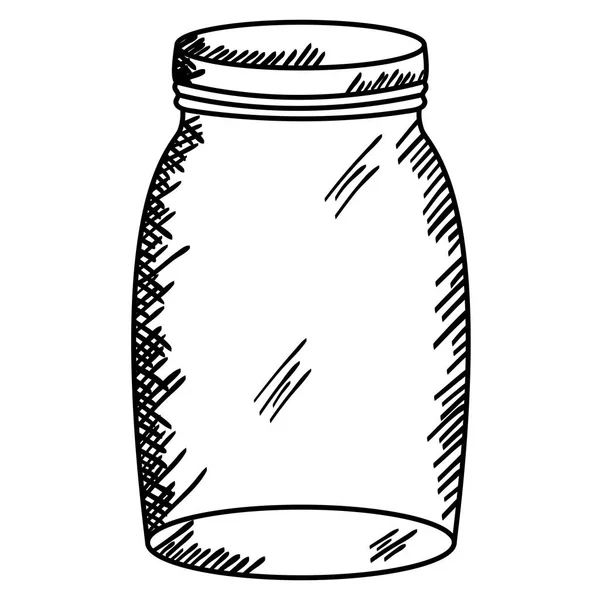 Mason Jar Glas Met Deksel Tekening Vector Illustratie Ontwerp — Stockvector