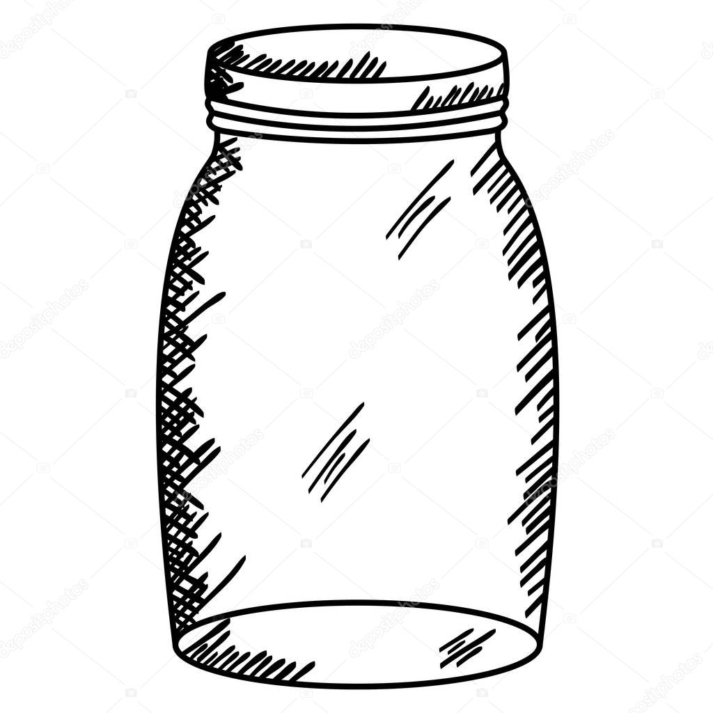 mason jar glass with lid drawing vector illustration design