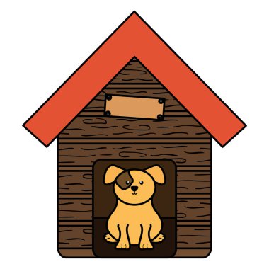 ahşap ev karakter vektör illüstrasyon küçük köpek tasarım