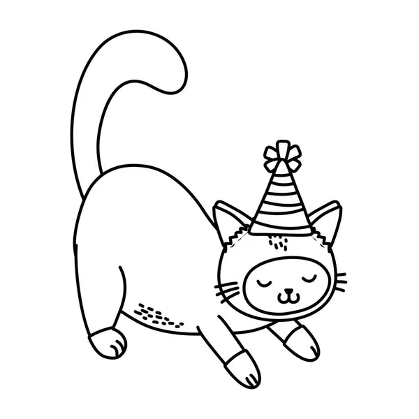 Schattig Huisdier Weinig Dierlijke Kitty Kat Birthday Party Concept Cartoon — Stockvector