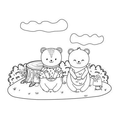 alan ormanlık karakter vektör illüstrasyon tasarım sevimli ayı panda