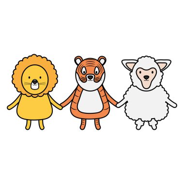 sevimli grup hayvanlar çocuksu karakterler vektör illüstrasyon tasarımı