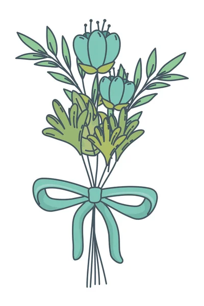 Квіткова Природа Квіти Прикраси Стрічкою Мультфільм Векторні Ілюстрації Графічний Дизайн — стоковий вектор