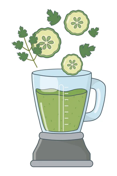 Köstliche Gesunde Früchte Mischung Smoothie Mixer Cartoon Vektor Illustration Grafik — Stockvektor