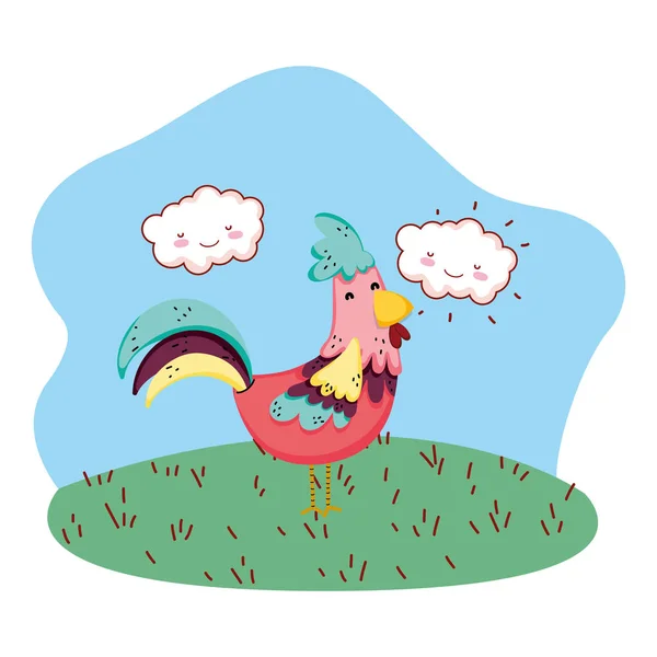 Niedlich Bauernhof Huhn Cartoon Vektor Illustration Grafik Design — Stockvektor