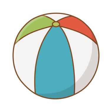 plaj topu karikatür düz simge izole yaz saati vektör illüstrasyon editable tasarım