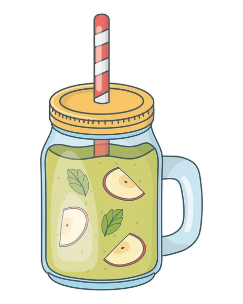 美味美味的水果苹果汁泥瓦罐卡通矢量插图图形设计 — 图库矢量图片