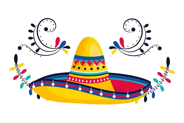 Culture Mexicaine Mexique Mariachi Chapeau Dessin Animé Vectoriel Illustration Conception — Image vectorielle
