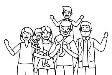 aile avatar karikatür karakter portre vektör illüstrasyon grafik tasarım