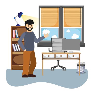 İşadamı Office çizgi film sahne vektör çizim grafik tasarım içinde çalışma